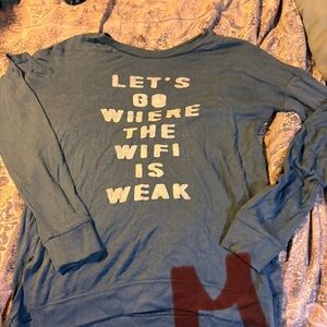 Source Unknown Blue Sweater with White Text